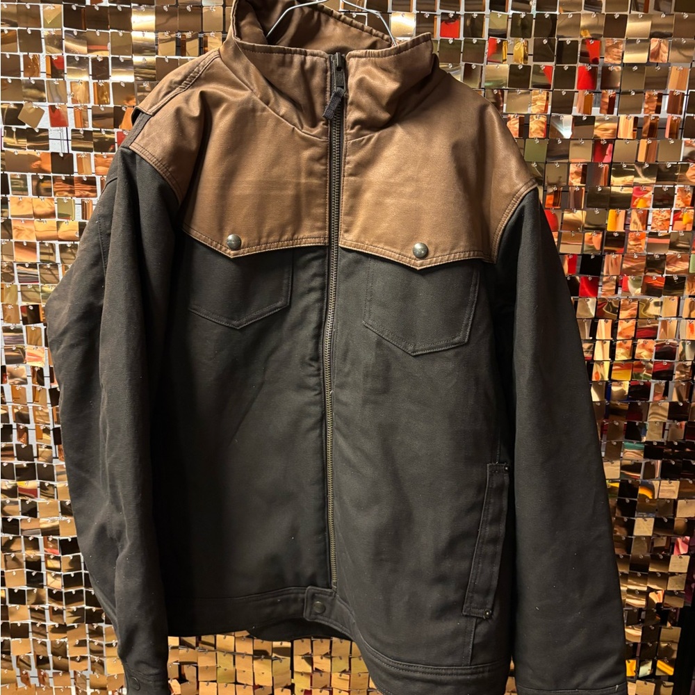 Men's Black and Brown Bomber Jacket